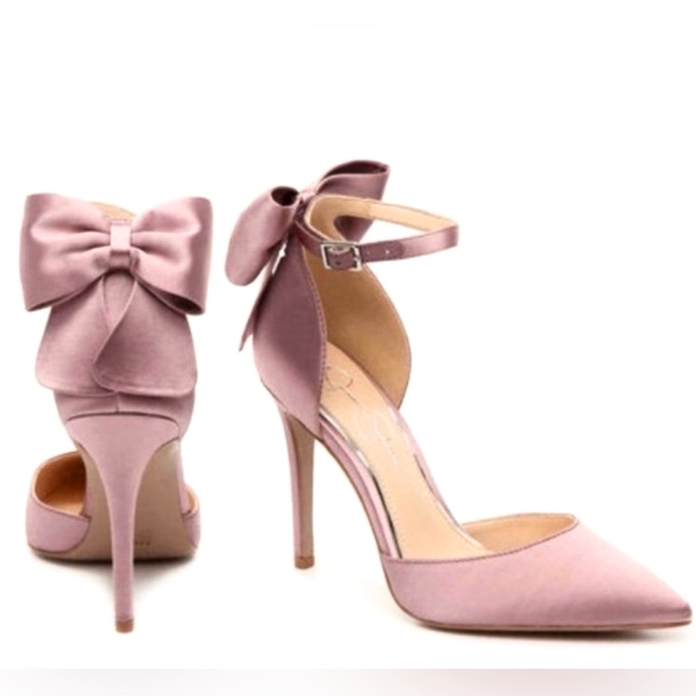 Jessica Simpson Mauve Pure Bow Heels Fabric Classic Occasions Versatile